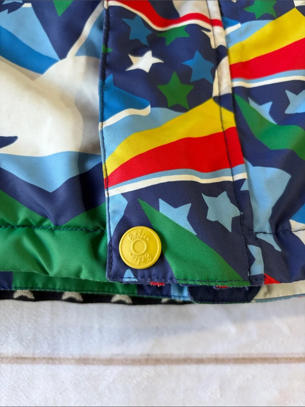 Boden Blue Bright Rainbow Stars Hooded Ski Jacket